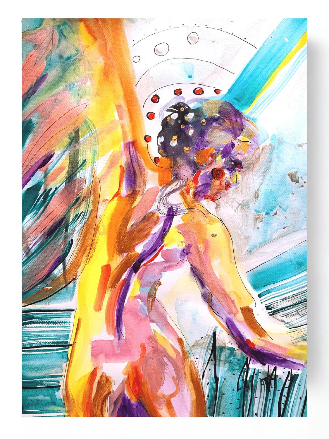 Abstract Nude Art Woman Painting ‘Dancing’