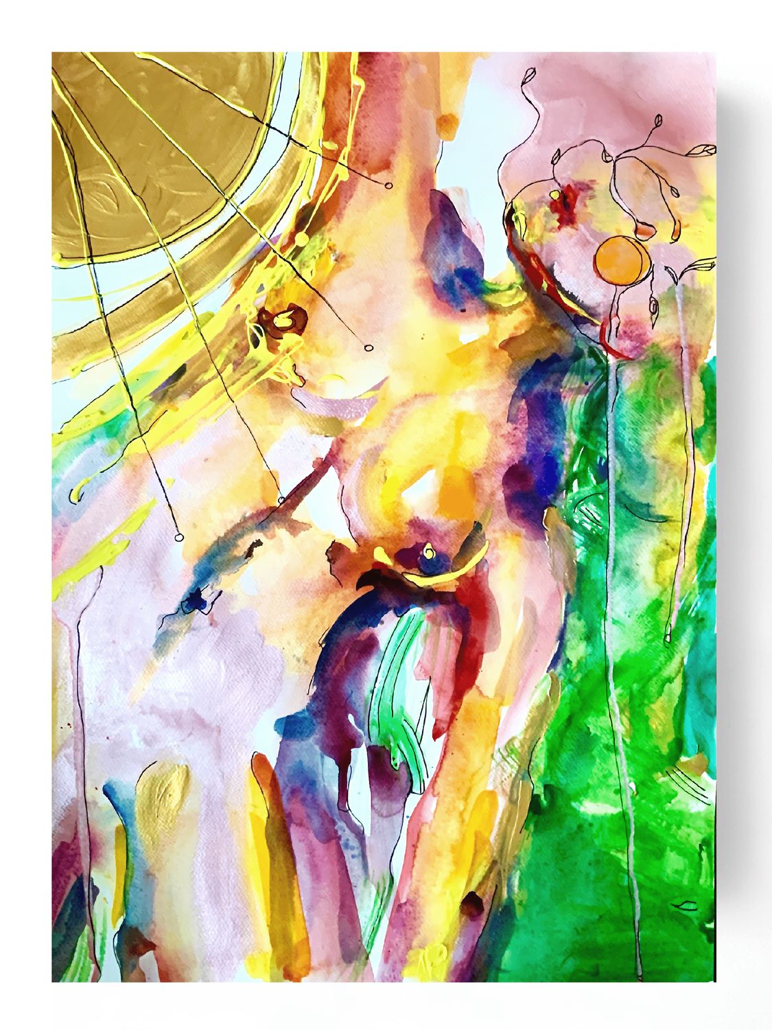 Abstract Nude Art Woman Painting ‘Sun Dance’