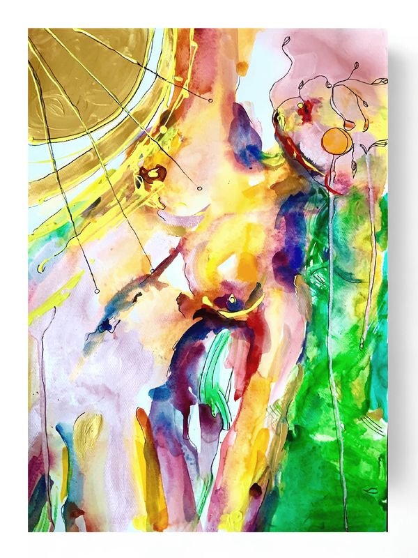 Abstract Nude Art Woman Painting ‘Sun Dance’