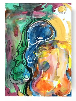 Abstract Nude Art Woman Painting ‘Overwhelmed’