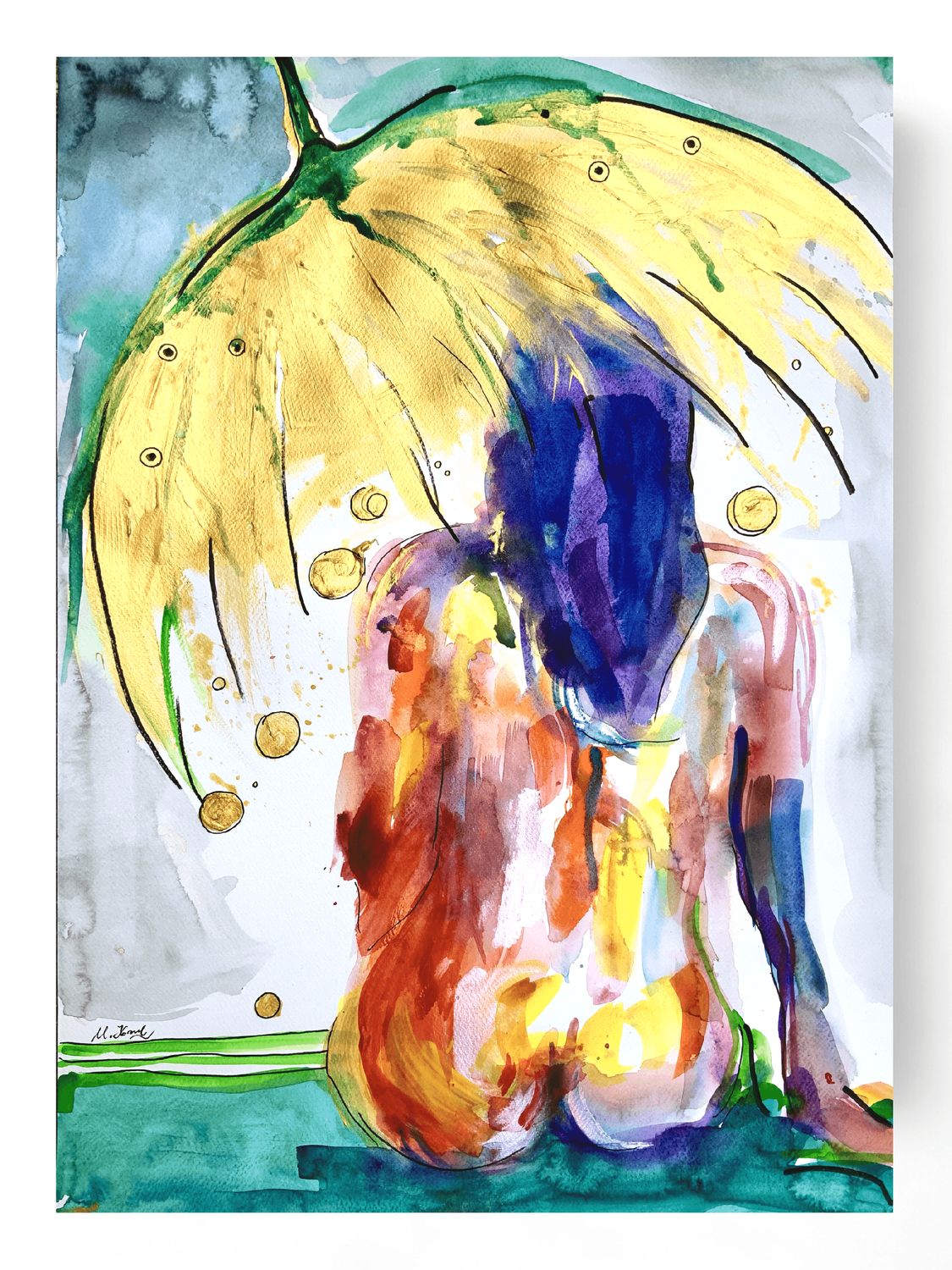 Abstract Nude Art Woman Painting ‘Umbrella’