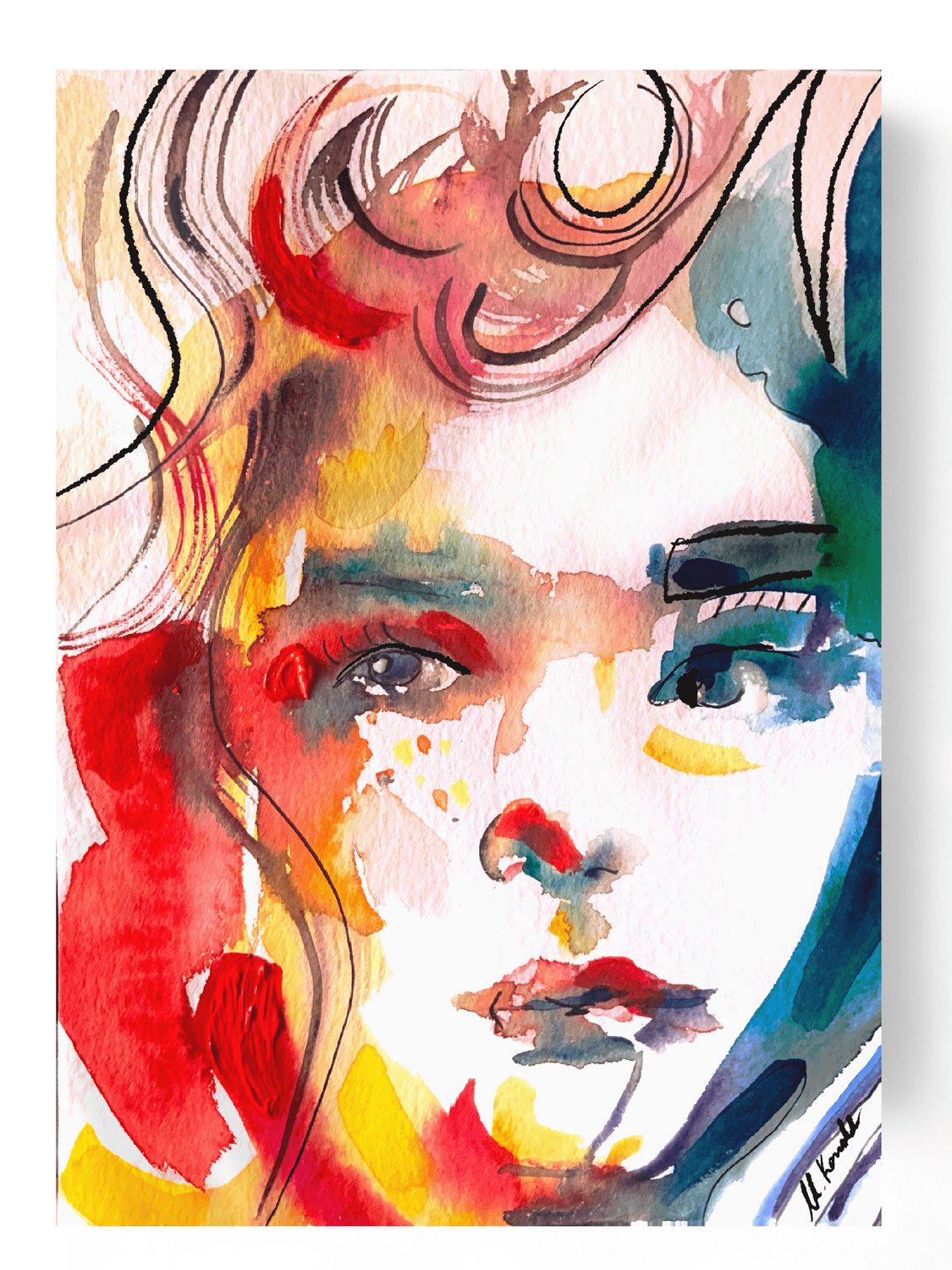 Abstract Portrait Art Woman Face ‘Looking’