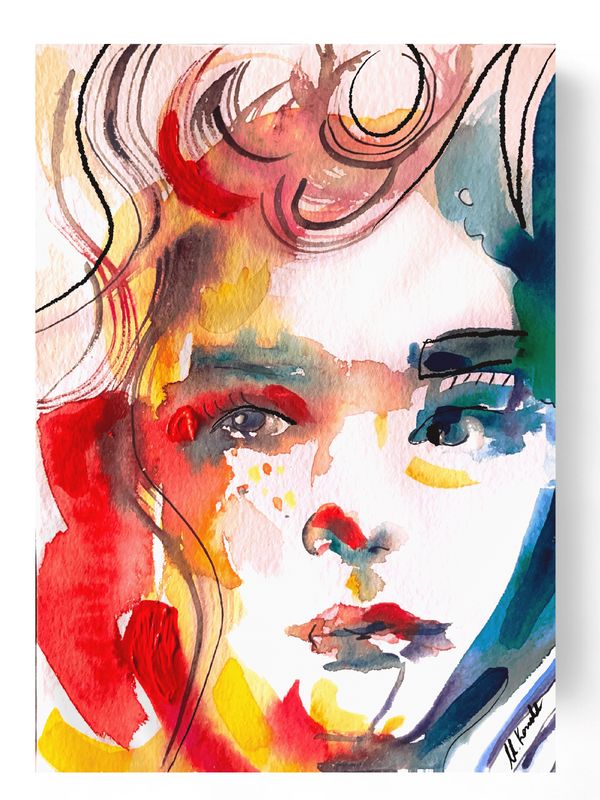 Abstract Portrait Art Woman Face ‘Looking’