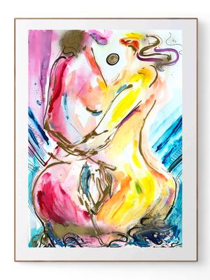 Abstract Couple Art Nude Two Women Giclée Print ‘Two Souls’