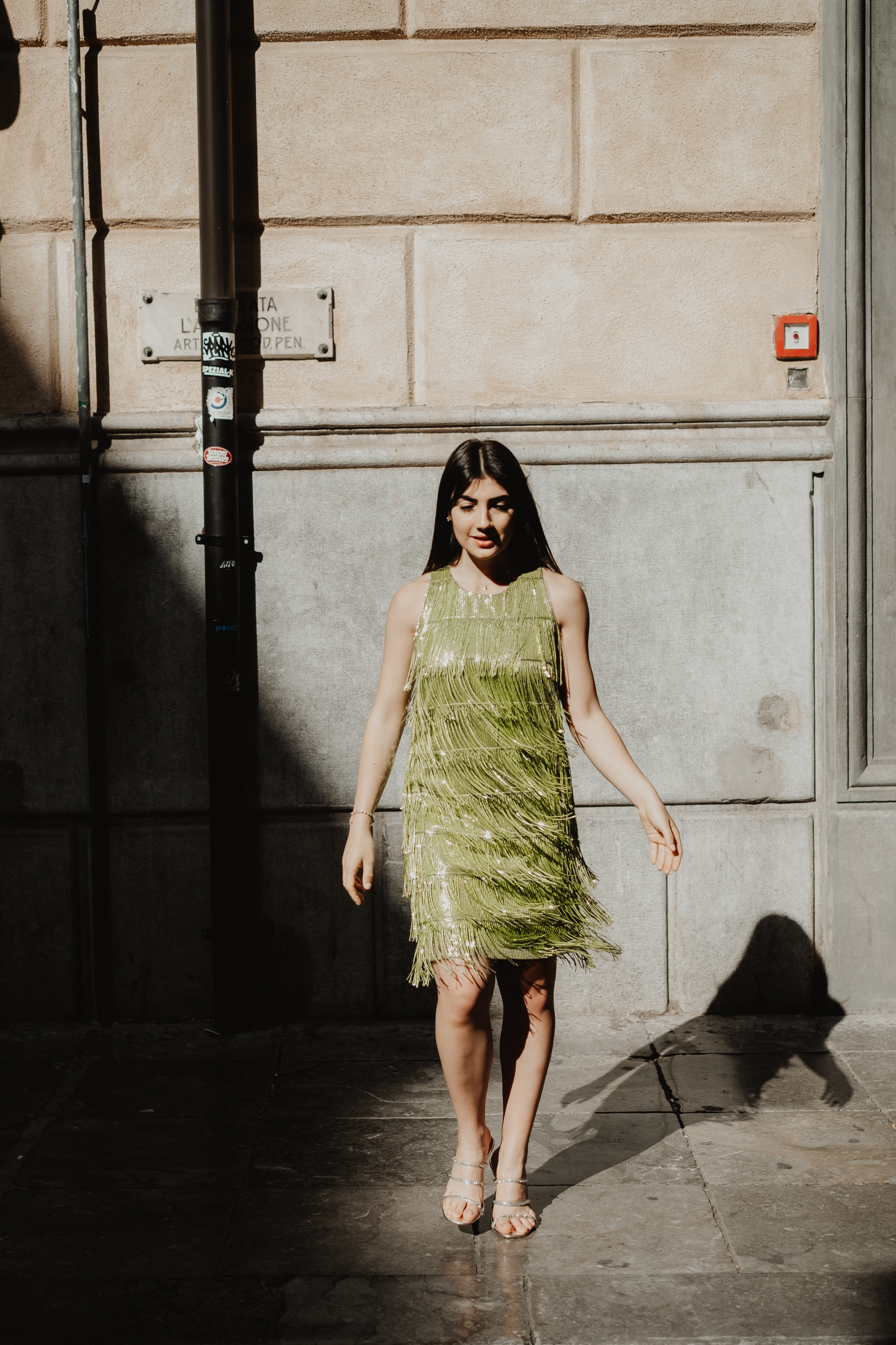 Gattinoni - Abito corto con frange