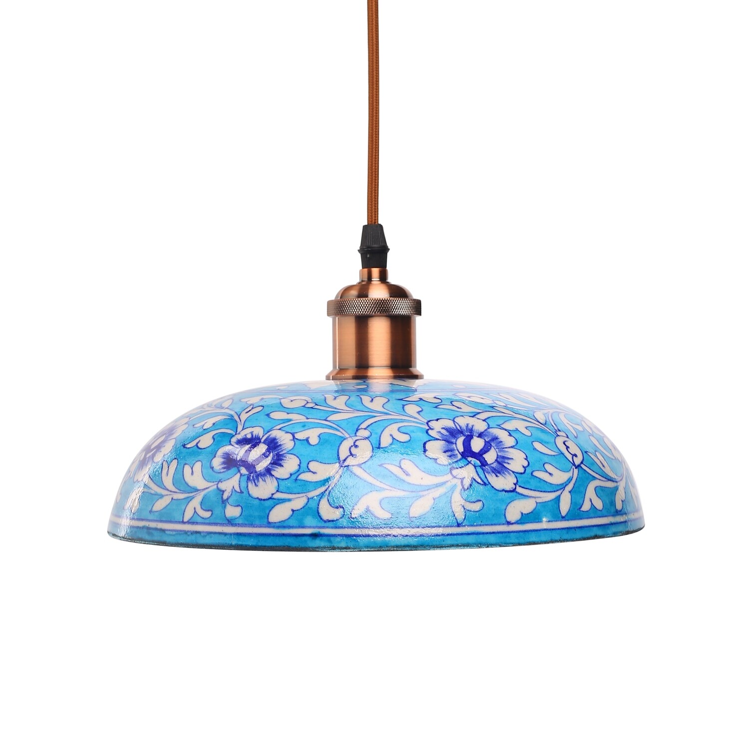 Blue Pottery Hanging Lamp Shade - Light Blue