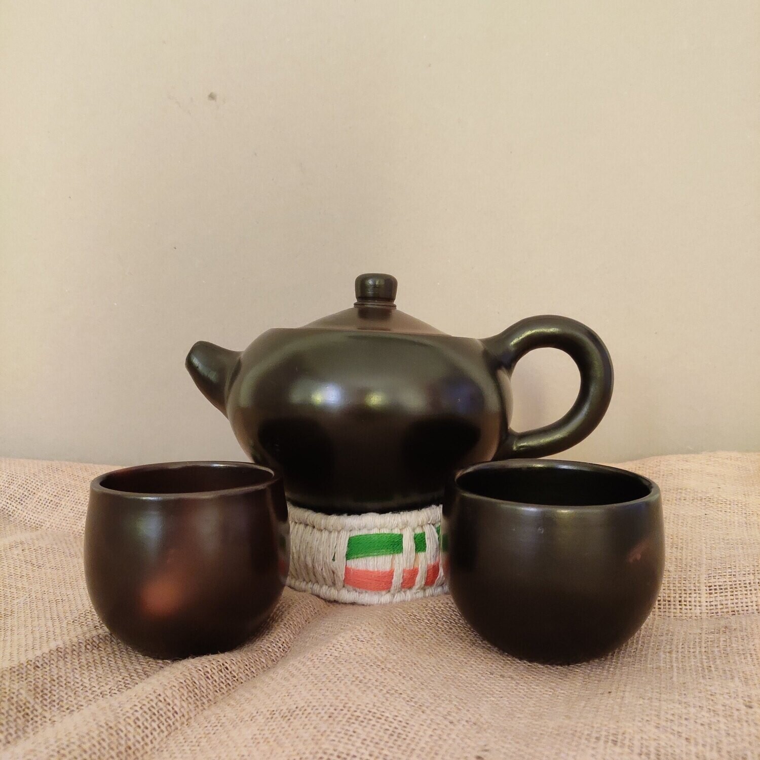 Shaded Terracotta Tea Pot + Kulhad ( Set of 2)