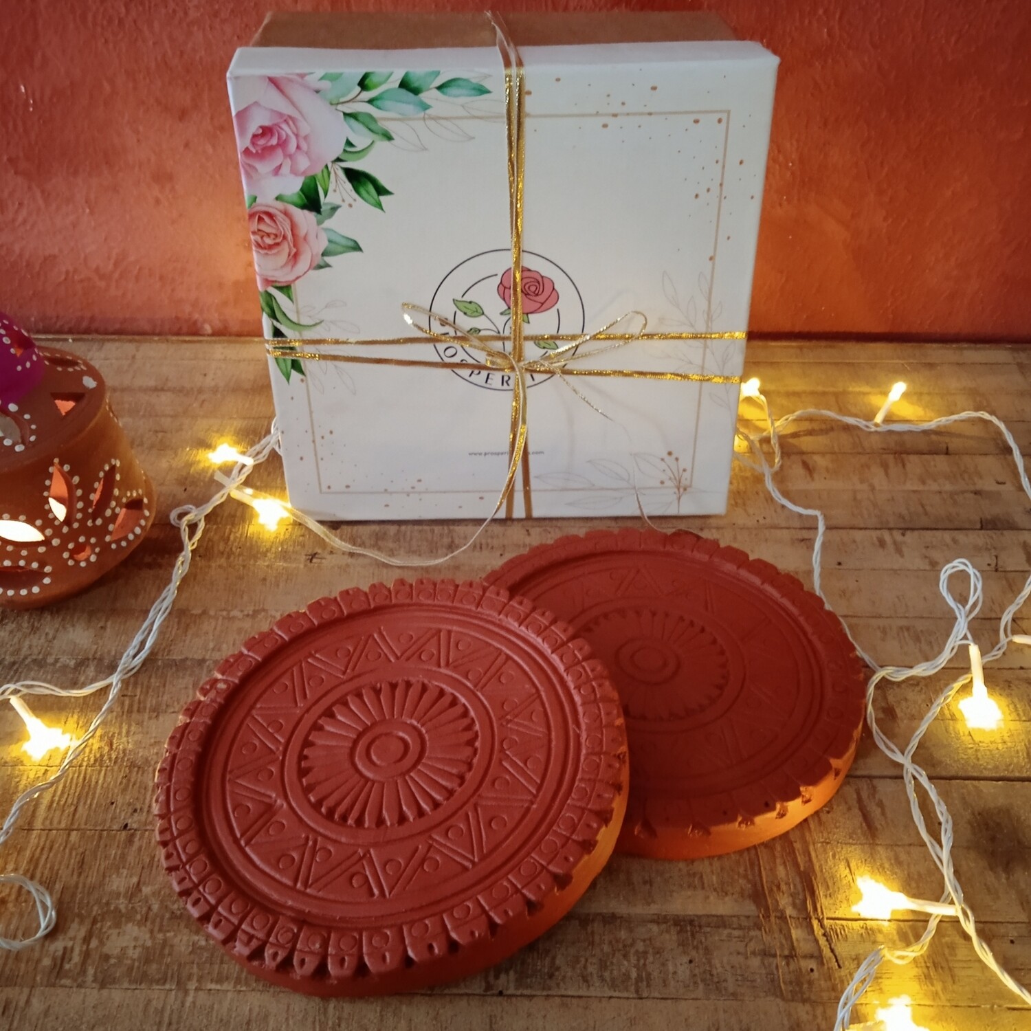 Terracotta Mandala Trivet 2 - Set of 2 with box