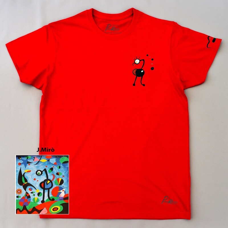 T-shirt DESIGNED BY PennaRossa Modena THE ARTIST "The garden of 2021" - RED hand painted