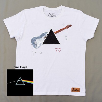 T-shirt DESIGNED BY PennaRossa Modena THE ARTIST "Moon Rock" - BIANCA dipinta a mano