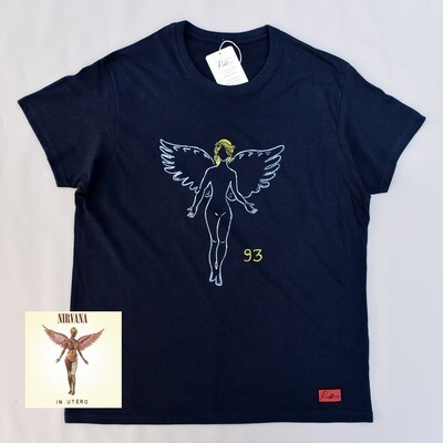 T-shirt DESIGNED BY PennaRossa Modena THE ARTIST "The Blonde Angel" - BLU dipinta a mano