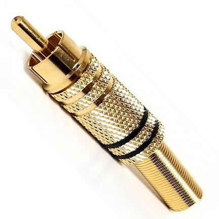 RCA Plug Shielded, Gold w/black stripe