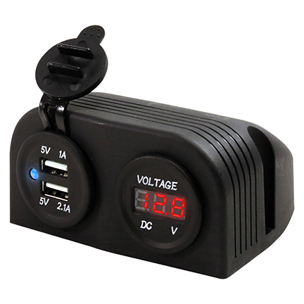 Double-Play™ Pod Mount Dual USB & Voltmeter