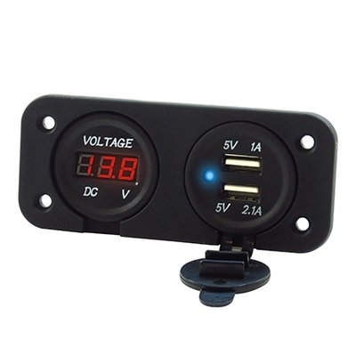 Double-Play™ Panel Dual USB & Voltmeter