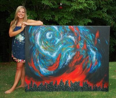 Large Abstract Galaxy Painting on Canvas 60" x 48"