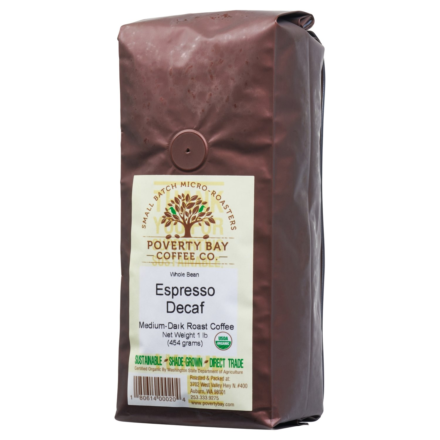 Poverty Bay Certified Organic Decaf Espresso Roast
