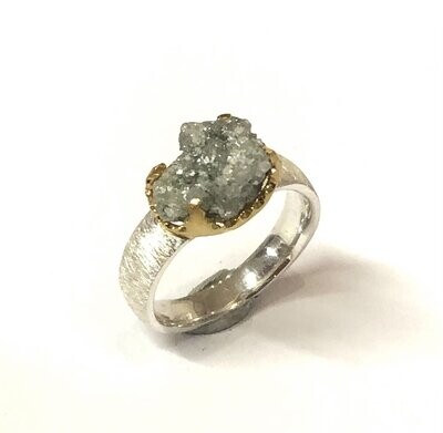 Ring in Silber 925/- mit Natur-Roh-Diamant