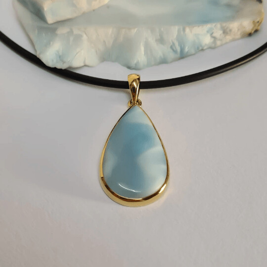 NATUR-LARIMAR-ANHÄNGER Sterlingsilber 925/-