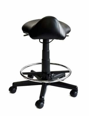 Black Saddle Stool with Foot Rest Ring