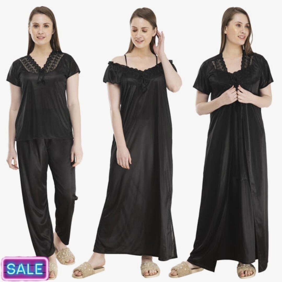 Trendy 4 Pcs Nightwear Combo for Women&#39;s