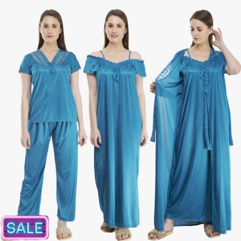 Trendy 4 Pcs Nightwear Combo for Women&#39;s