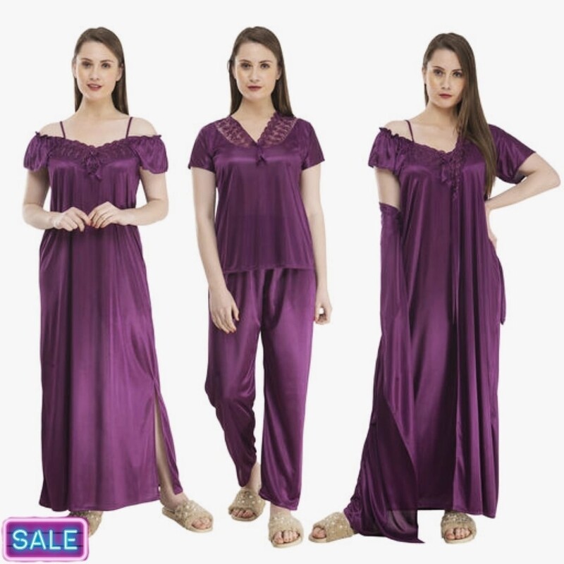 Trendy 4 Pcs Nightwear Combo for Women&#39;s