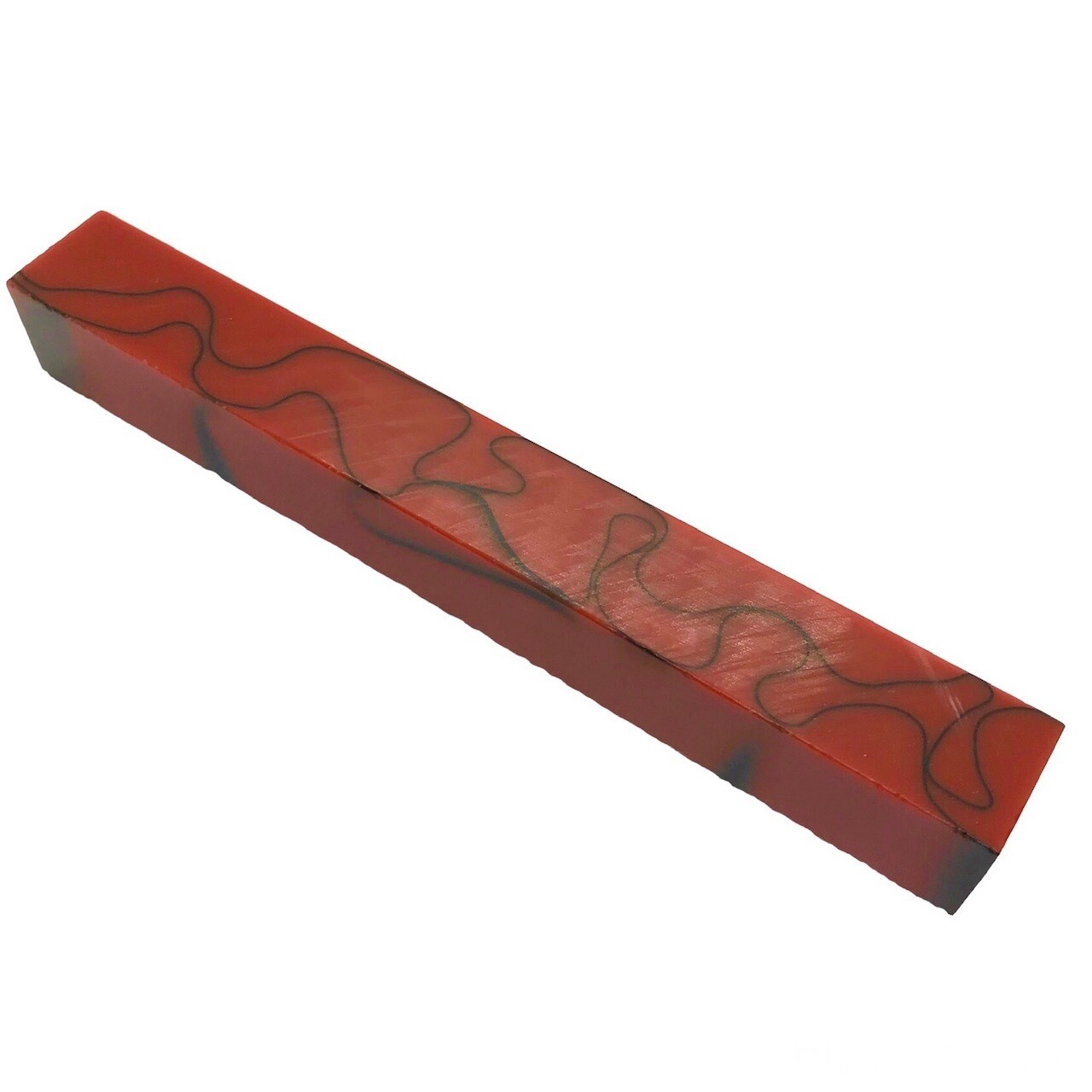 Tomato Red with Black swirl Acrylic Blank