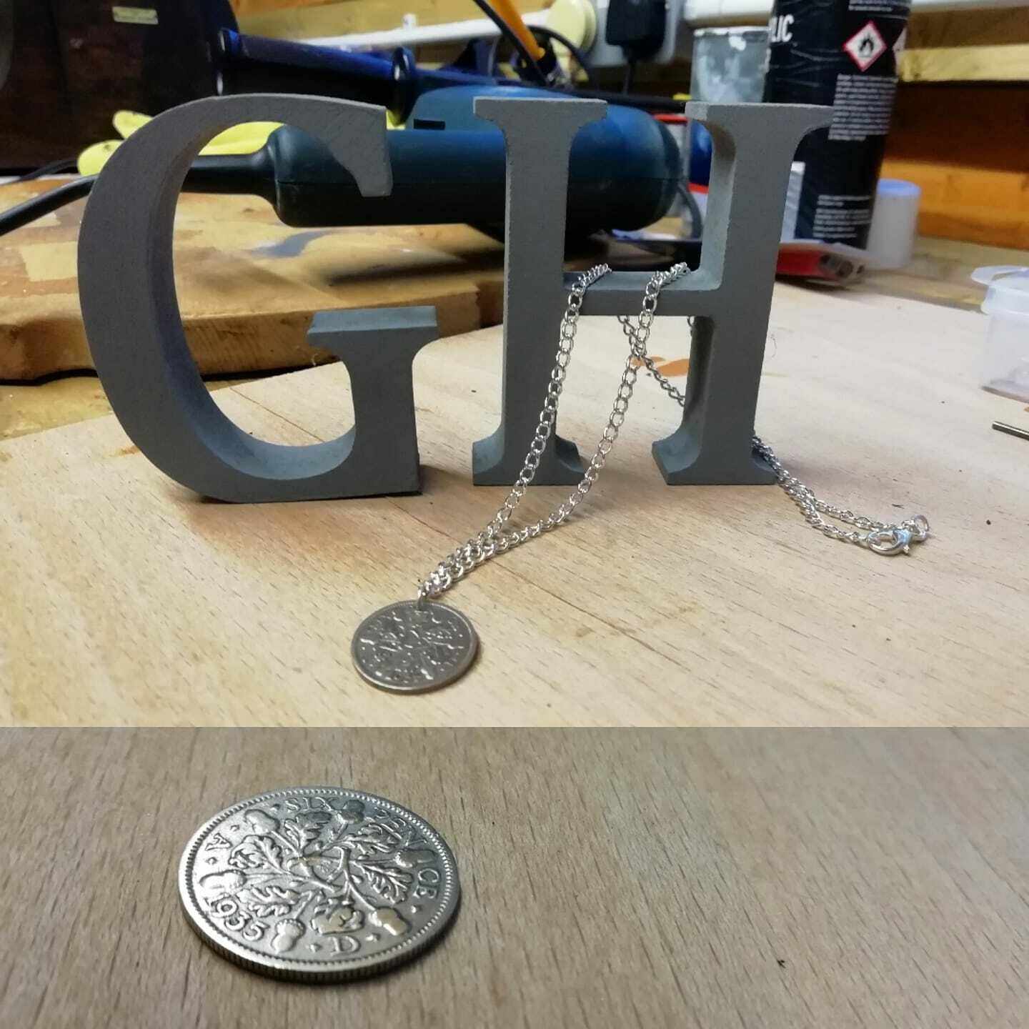 Silver Sixpence Necklace (custom year, made to order)
