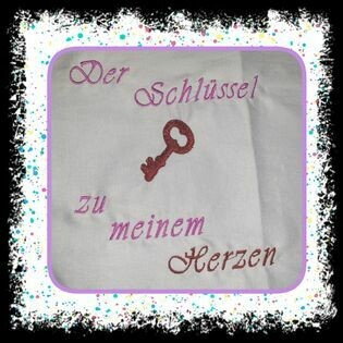 Stickdatei Spruch "Schlüssel zu meinem Herzen" 13 x 18