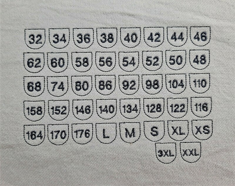 Größenlabel Schild 6x2
