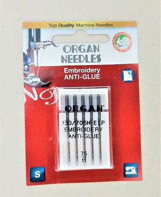 ORGAN Embroidery ANTI-GLUE Nadeln, Stärke 75 - Flachkolben