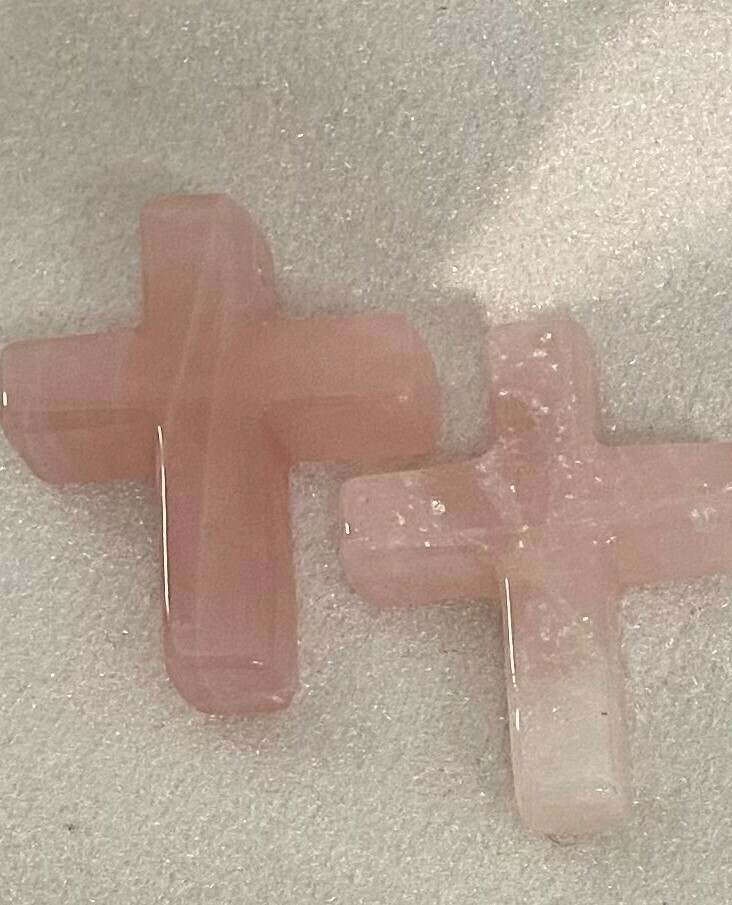 Drilled Rose Quartz crosses
