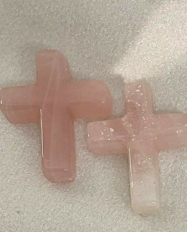 Drilled Rose Quartz crosses