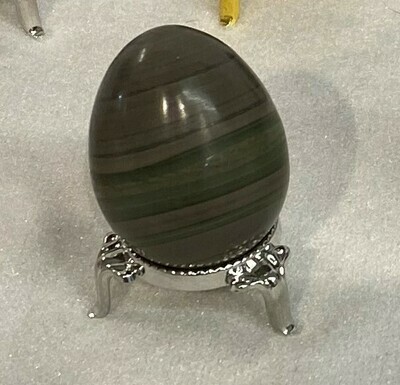 Unique banded green and brown jasper egg