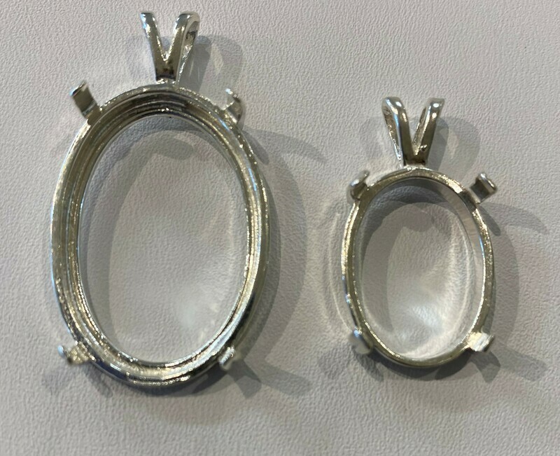 Sterling silver pendant cabochon mount - 22X10