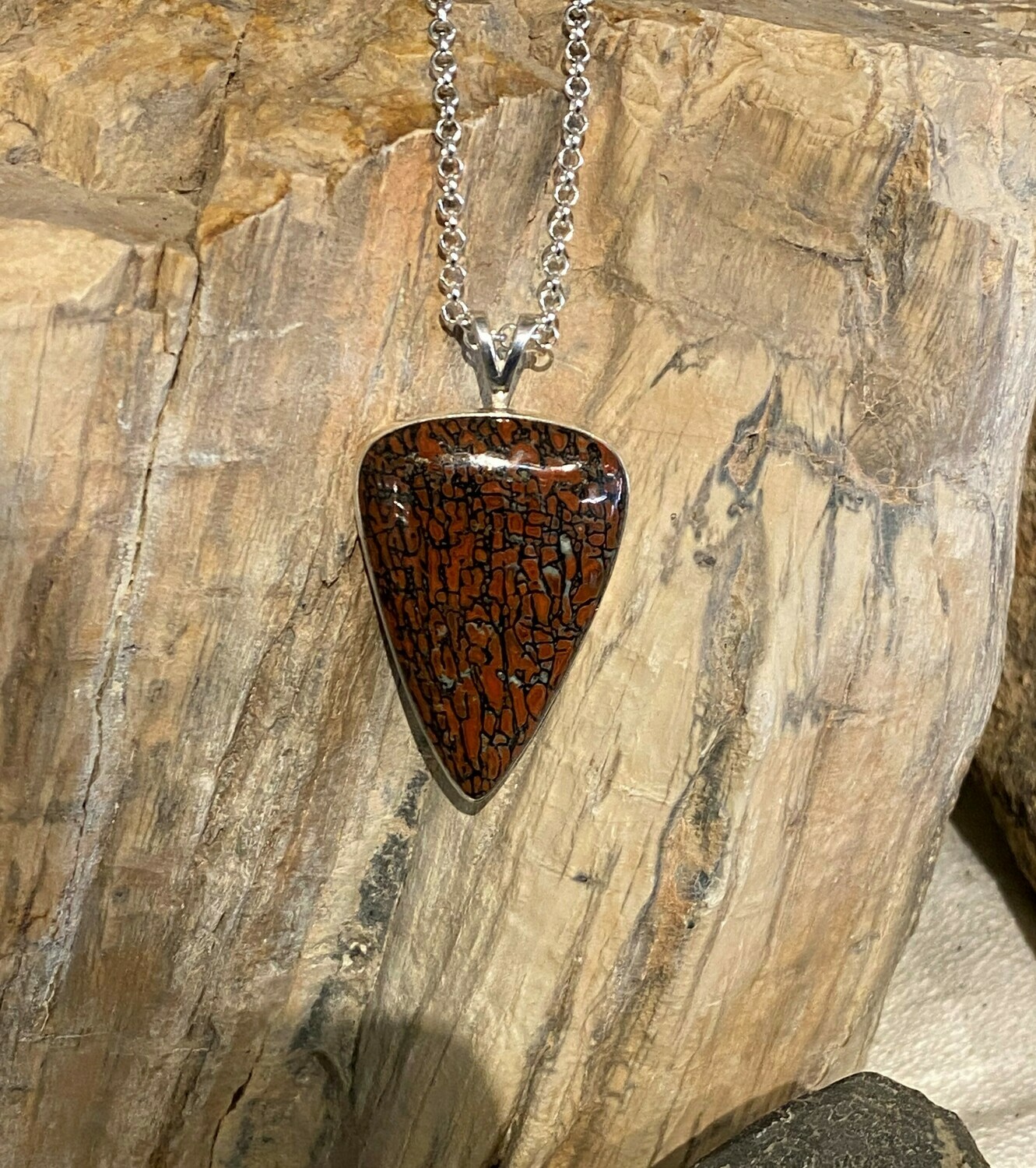 SOLD! Red Gem Bone Contemporary Pendant