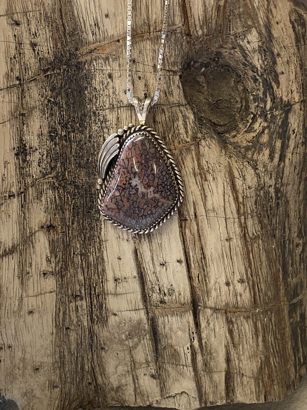 Beautiful Mauve gem bone pendant