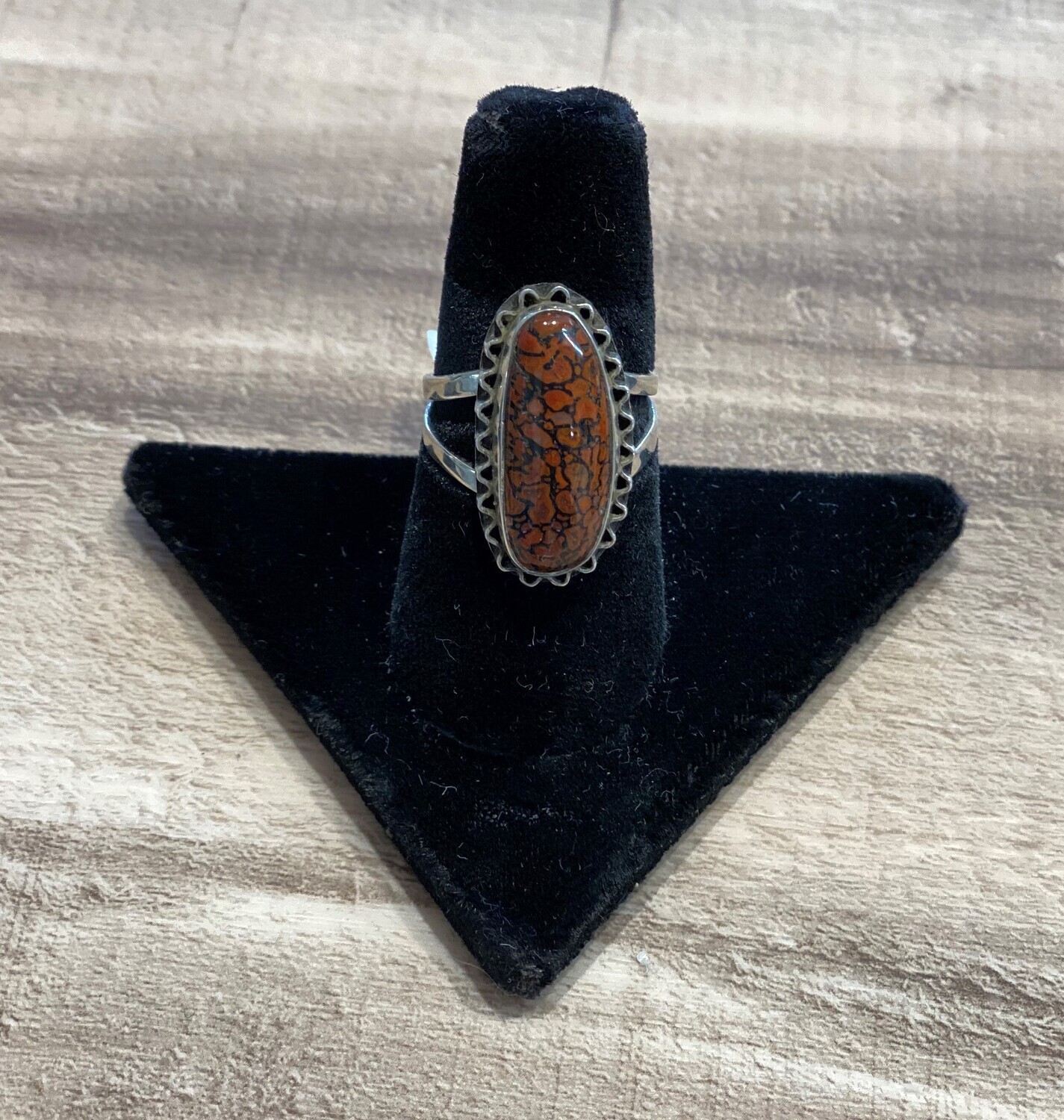 Red multi-color gem bone ring