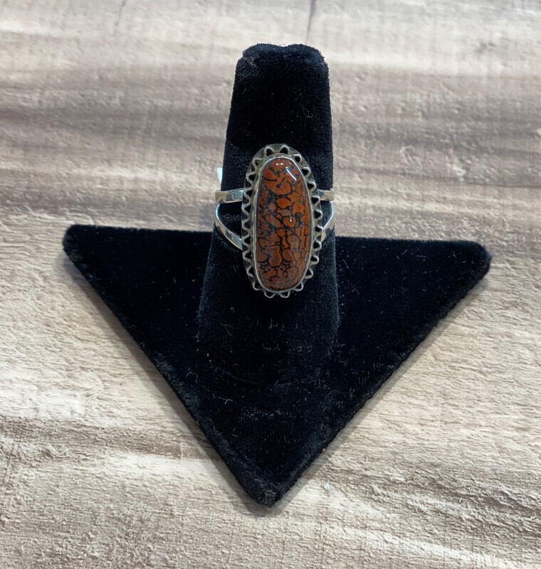 Red multi-color gem bone ring