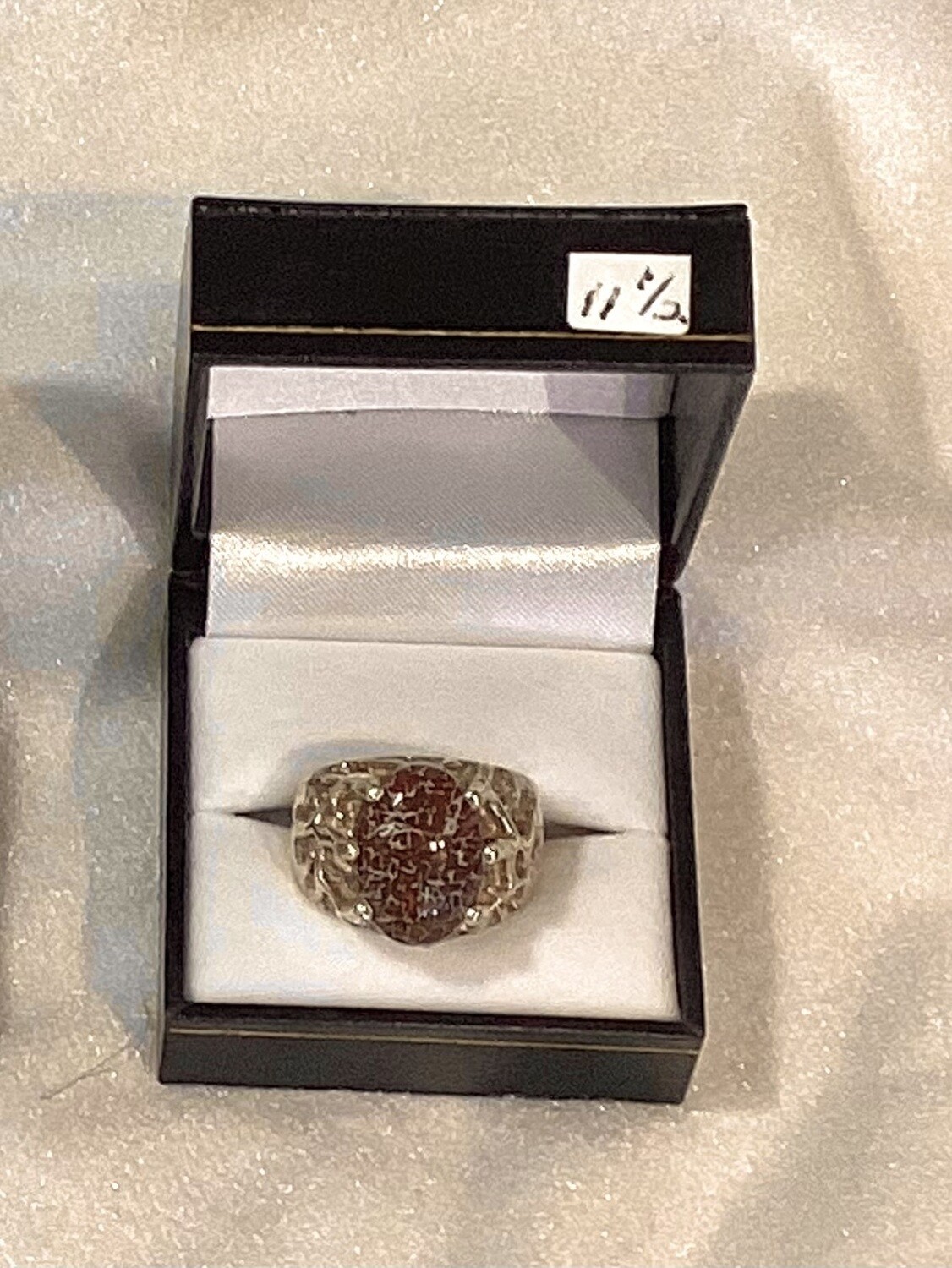 Silver lace gem bone men’s ring