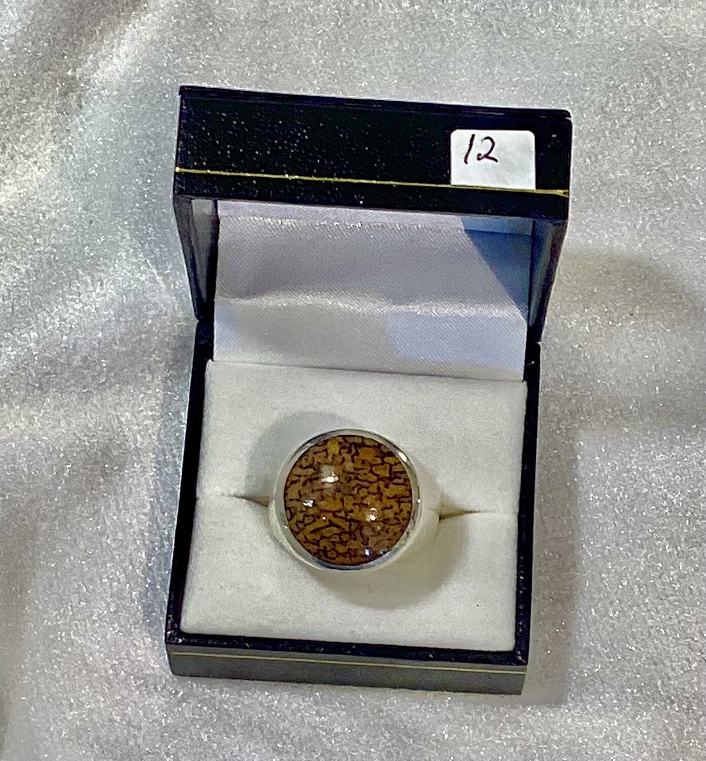 Orange, yellow, and tan gem bone handmade ring