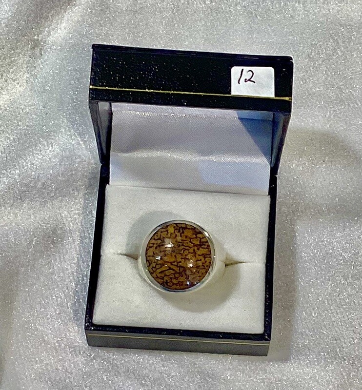 Orange, yellow, and tan gem bone handmade ring
