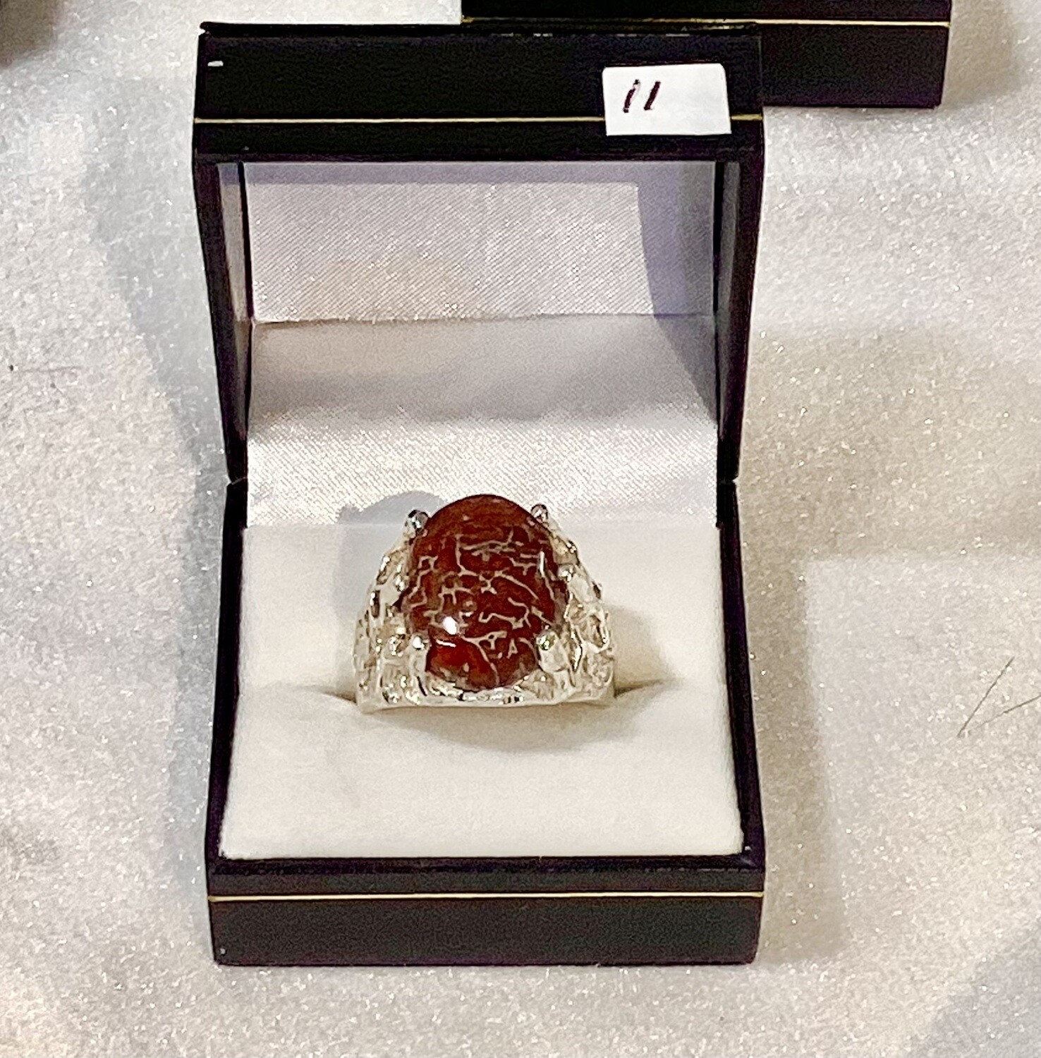 SOLD! Silver lace gem bone ring