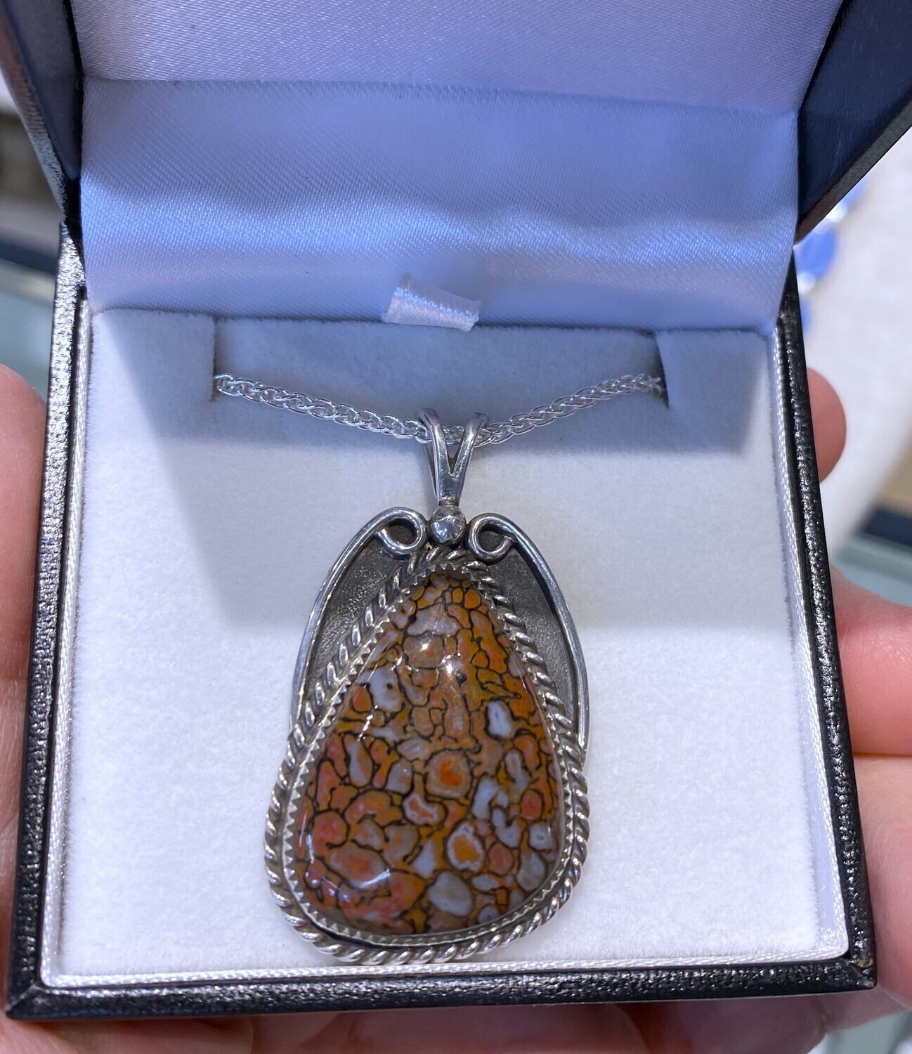 SOLD! Multicolor cell gem bone pendant
