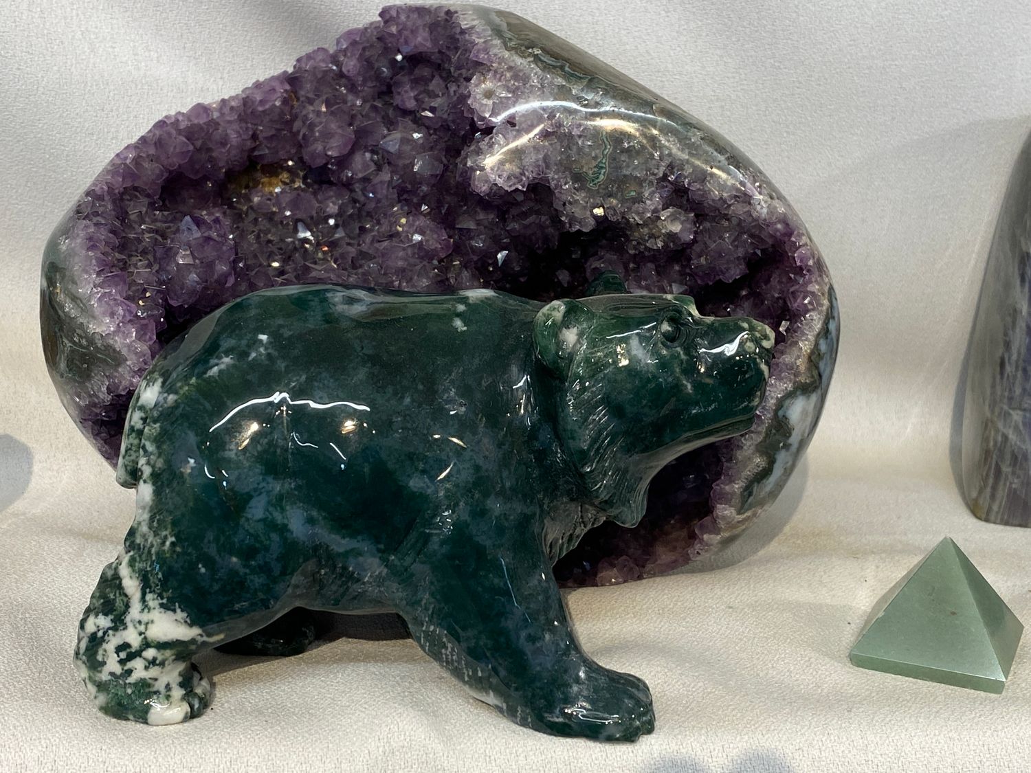 Stunning Moss Agate Bear
