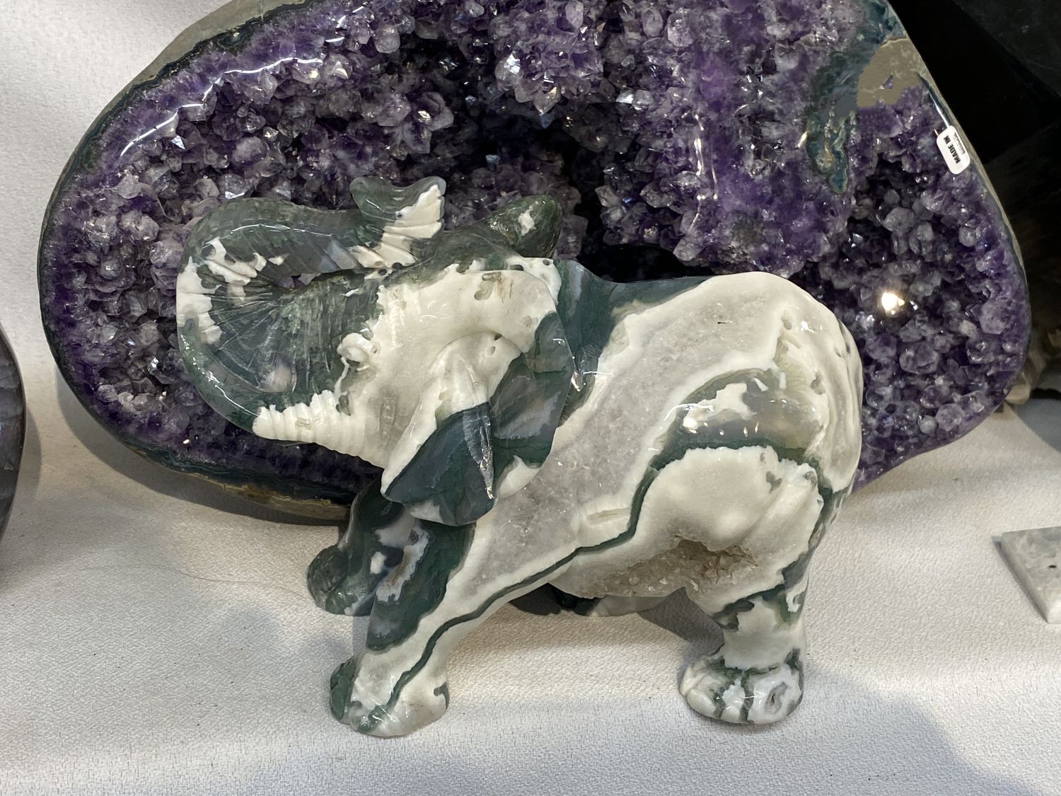 Moss Agate good luck elephant