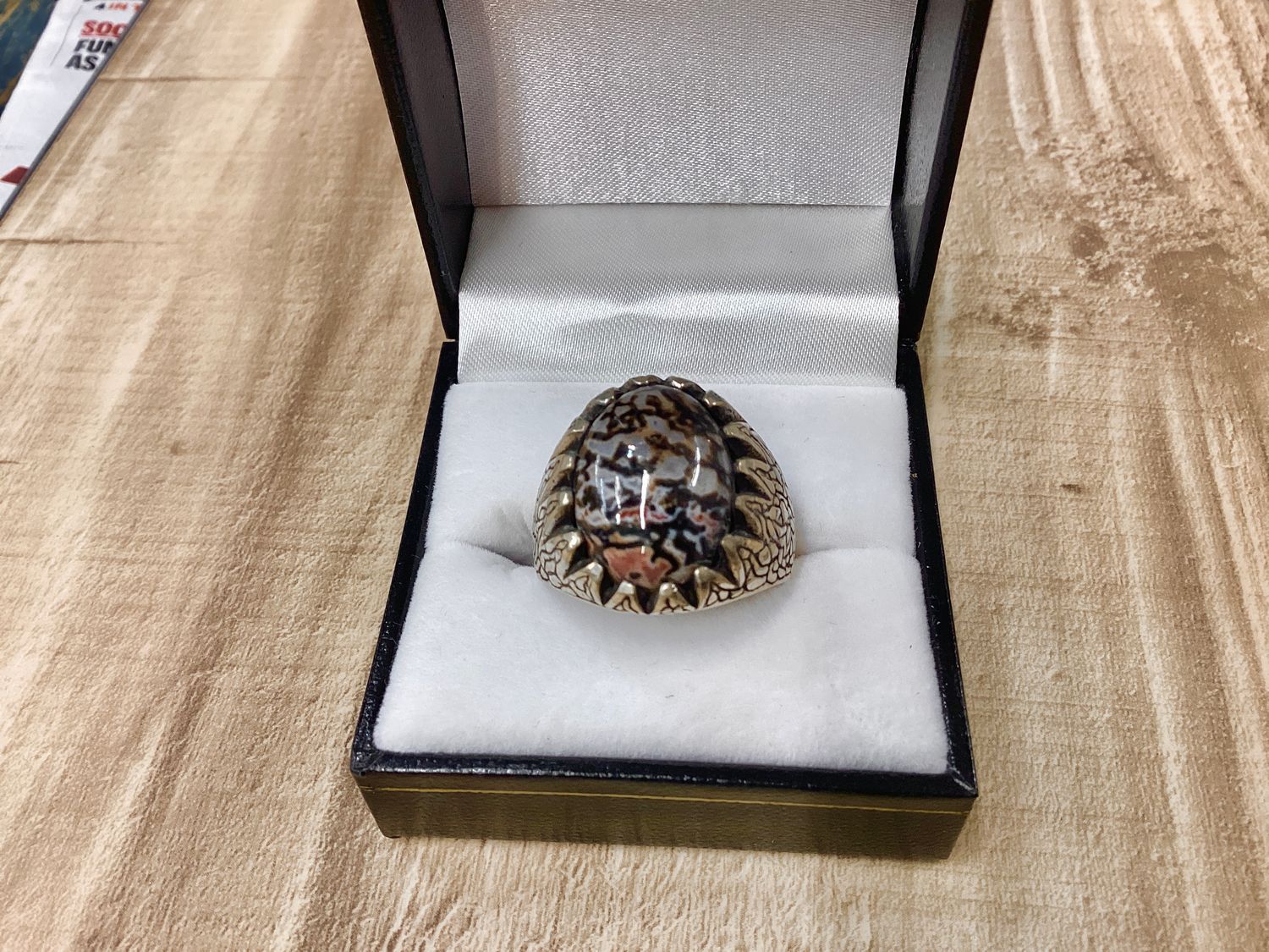 Unique gem Dino bone ring