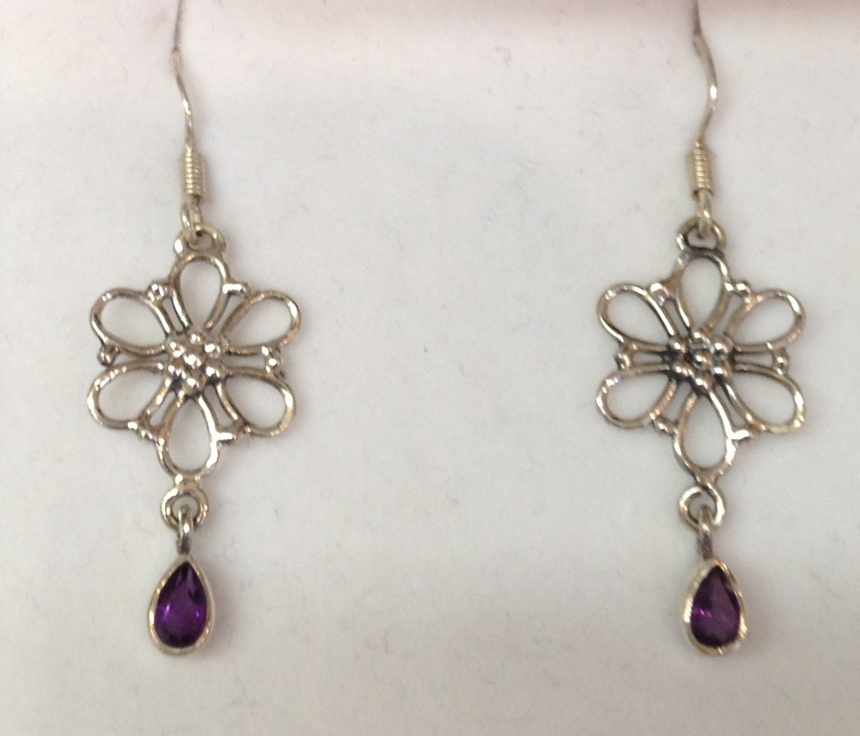 Sterling silver and amythest earrings