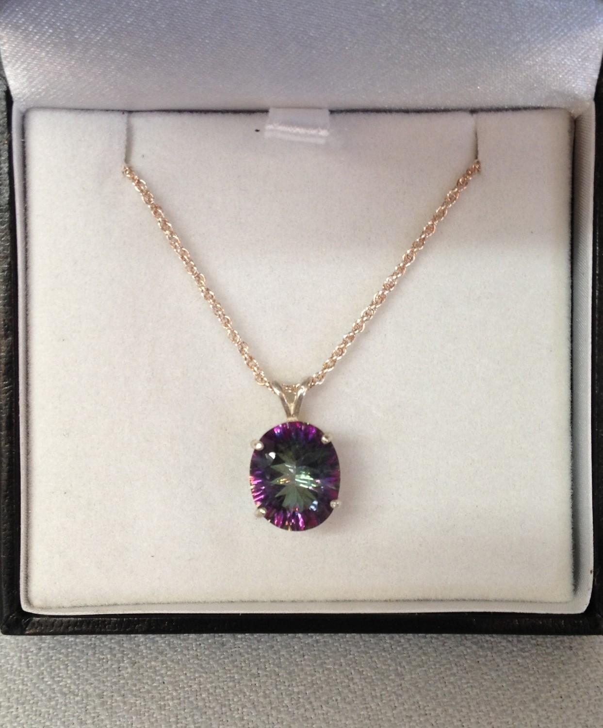 Mystic topaz and sterling pendant