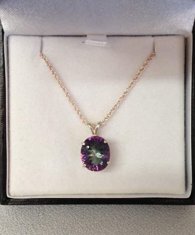 Mystic topaz and sterling pendant